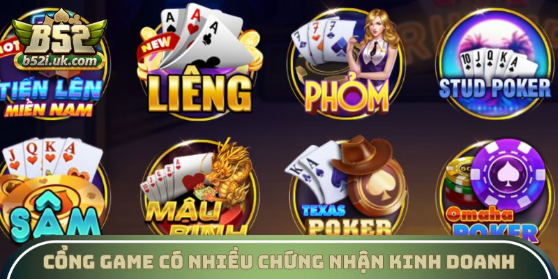Cổng game sở hữu nhiều chứng nhận kinh doanh uy tín